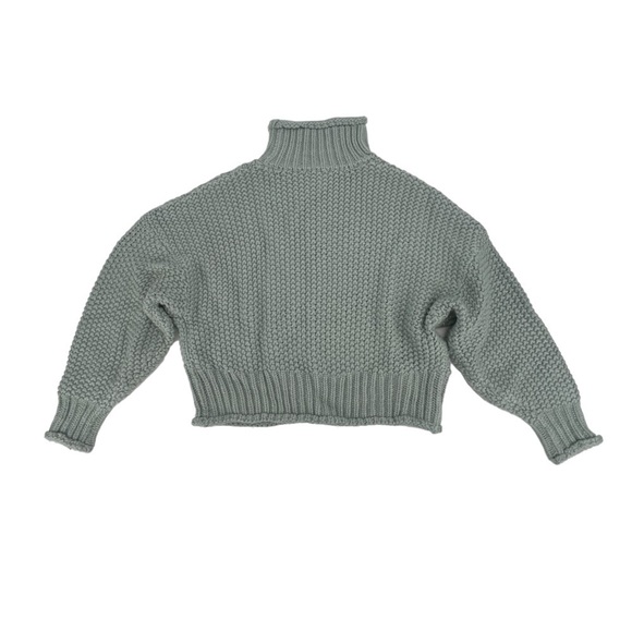H&M Green Knitted Crop Long Sleeve Turtleneck Sweater Size Small Women’s - Picture 3 of 5